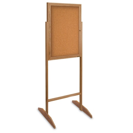 United Visual Products Sliding Door Indoor Enclosed Corkboard, 4 UV9025ACS-BRONZE-RUBBER